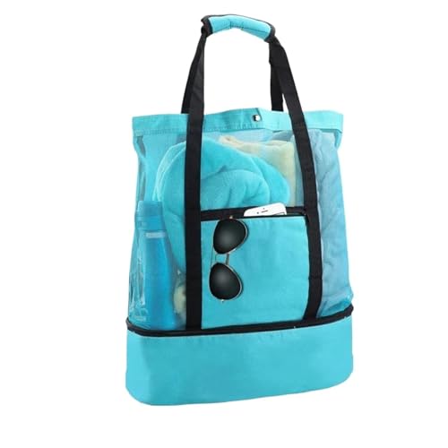 MKEMQXBEP Picknick-Strandtasche Wärmeschutz Mesh Doppelschicht Schwimmen Lagerung Shopping Wasserdichte Taschen Tote(Green 1PC) von MKEMQXBEP