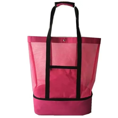 MKEMQXBEP Picknick-Strandtasche Wärmeschutz Mesh Doppelschicht Schwimmen Lagerung Shopping Wasserdichte Taschen Tote(RED 1PC) von MKEMQXBEP