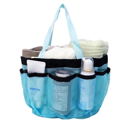 MKEMQXBEP Polyester Mesh Beach Tote Bag Tragbarer Swim Shower Organizer for Reisen im Freien(BLUE 1PC) von MKEMQXBEP