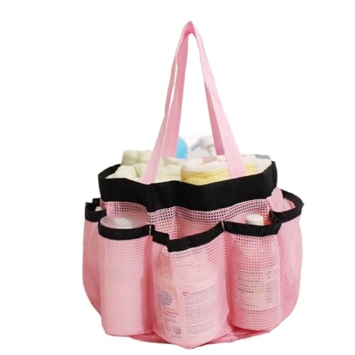 MKEMQXBEP Polyester Mesh Beach Tote Bag Tragbarer Swim Shower Organizer for Reisen im Freien(PINK 1PC) von MKEMQXBEP