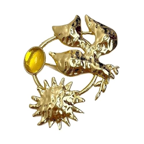 MKEMQXBEP Retro Golden Life Symbol Brosche Weibliche Anzug Pin(Yellow 1PC) von MKEMQXBEP