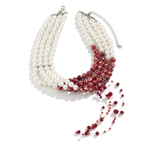 MKEMQXBEP Schmuck Perle Kreative Urlaub Blut Tropfen Quaste Schlüsselbein Halskette Ohrringe Armband Brosche(S1 1PC) von MKEMQXBEP