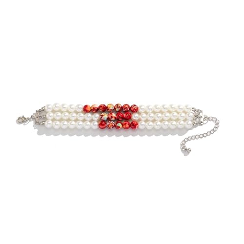 MKEMQXBEP Schmuck Perle Kreative Urlaub Blut Tropfen Quaste Schlüsselbein Halskette Ohrringe Armband Brosche(S5 1PC) von MKEMQXBEP