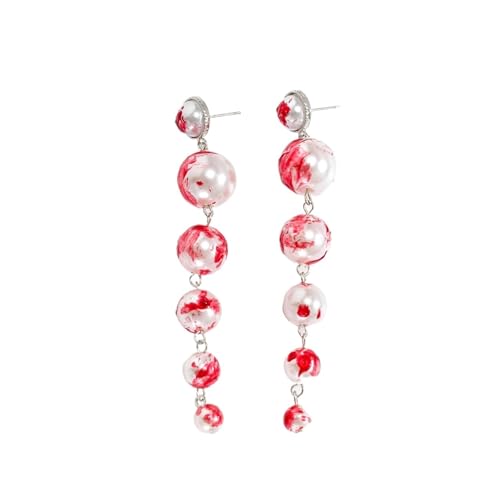 MKEMQXBEP Schmuck Perle Kreative Urlaub Blut Tropfen Quaste Schlüsselbein Halskette Ohrringe Armband Brosche(S6 1PC) von MKEMQXBEP