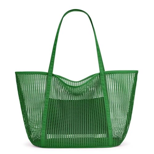MKEMQXBEP Strand-Netz-Einkaufstasche for Damen, Schultertasche for Schwimmurlaub(Green 1pc) von MKEMQXBEP