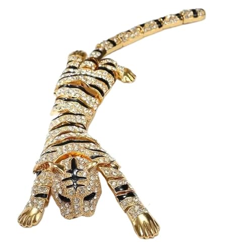 MKEMQXBEP Übertrieben Frauen Männer Klassische Tiger Kristall Brosche Abzeichen Tier Anzug Mantel Pin Zubehör Geschenk(Gold and Black Eyes 1PC) von MKEMQXBEP