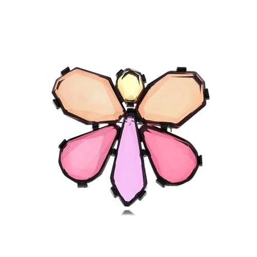 MKEMQXBEP Übertrieben Geometrische Bunte Transparent Harz Große Schmetterling Brosche for Frauen Blume Pin Ancessories(Color 1PC) von MKEMQXBEP