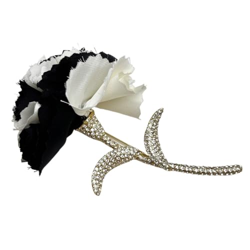 MKEMQXBEP Übertrieben Rote Rose Brosche for Frauen Anzug Mantel Pin Mode-Accessoires(Black White 1pc) von MKEMQXBEP