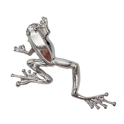 MKEMQXBEP Vintage Metall Frosch Brosche for Frauen Anzug Brosche Luxus Mode Originalität Schmuck Geschenk(Silver 1PC) von MKEMQXBEP