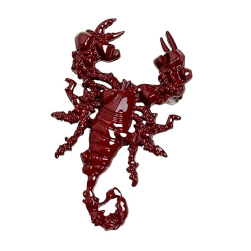 Nische Retro Scorpion Gem Brosche Männer und Frauen Anzug Pin Mode Mantel Corsage(Big red Brown 1pc) von MKEMQXBEP
