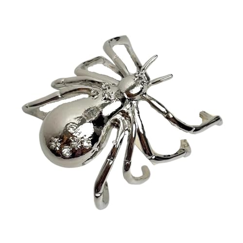 Persönlichkeit übertrieben Legierung Spinne Tier Ring Ohrringe Brosche Halskette Armband for Frauen(Bracelet silver 1pc) von MKEMQXBEP