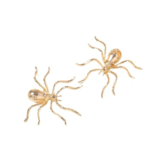 Persönlichkeit übertrieben Legierung Spinne Tier Ring Ohrringe Brosche Halskette Armband for Frauen(EARRINGS GOLD 1PC) von MKEMQXBEP