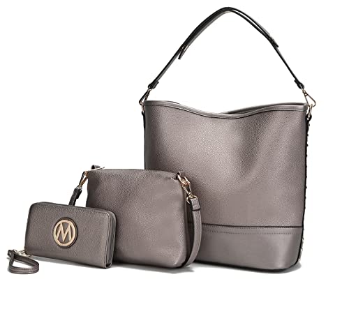 MKF 3er Set Hobo Bag Messenger Crossbody für Damen - Abnehmbarer Verstellbarer Riemen - Veganes Leder Wristlet Purse von MKF Collection