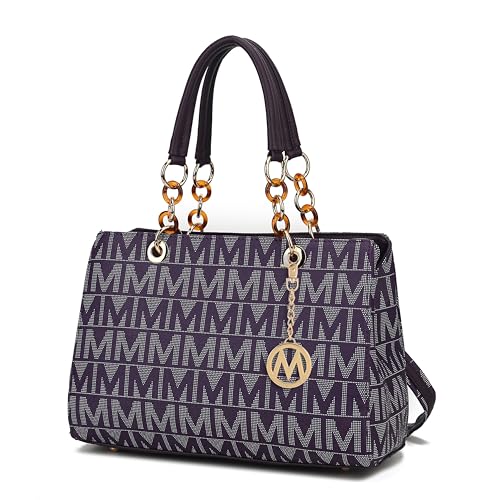 MKF Collection Crossbody Satchel Tote Handtasche für Damen Schultertaschengurt - PU Leder Pocketbook - Top Handle Woman Purse, Ansera Dark Purple, Large von MKF Collection