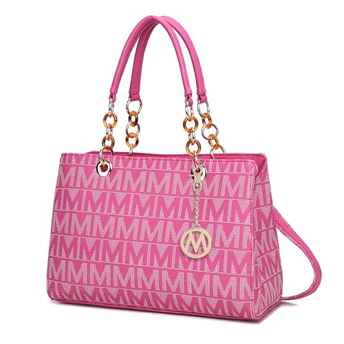 MKF Collection Crossbody Satchel Tote Handtasche für Damen Schultertaschengurt - PU Leder Pocketbook - Top Handle Woman Purse, Ansera Fuchsia, Large von MKF Collection