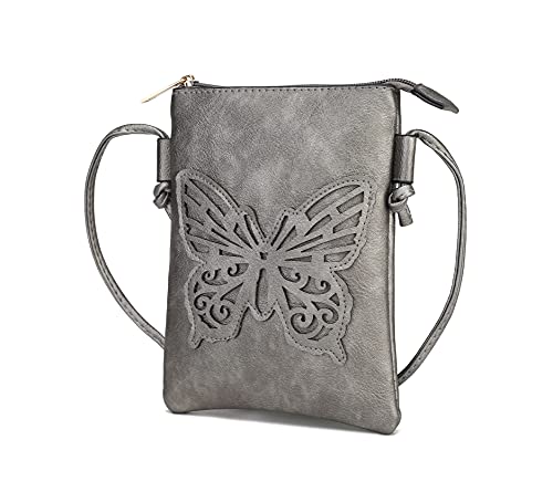 MKF Collection Crossbody Taschen für Frauen Handtasche, PU Leder Crossover, kleine Schulter Seite Messenger Geldbörse, Skyli Grey, Medium von MKF Collection