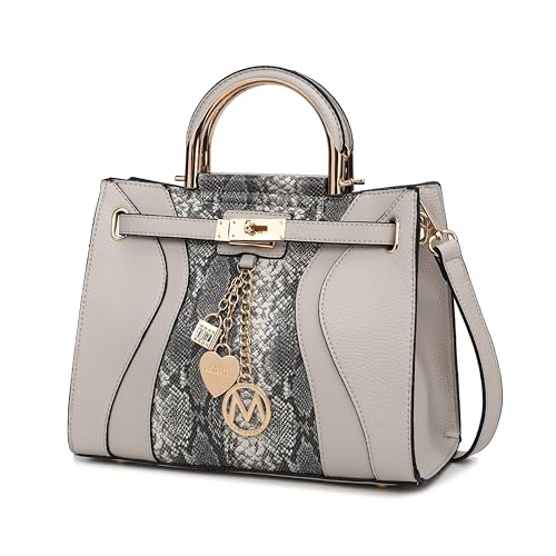 MKF Collection Mia K Damen-Umhängetasche, veganes Leder, Tragegriff oben, Handtasche, Cayden Hellgrau, Medium MKF Collection Mia K Damen-Umhängetasche, veganes Leder, Tragegriff oben, Handtasche, Cayden Hellgrau, Medium von MKF Collection