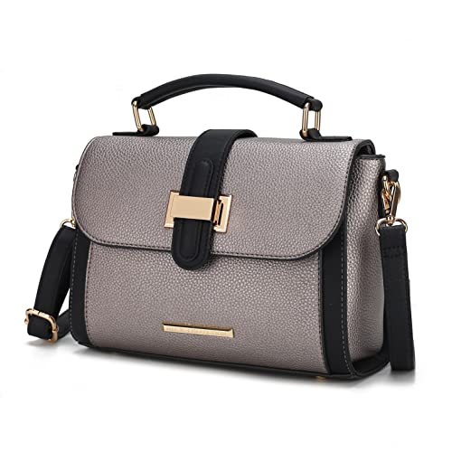 MKF Collection Umhängetasche für Damen, veganes Leder, Schultertasche, Tragegriff oben, Umhängetasche, Handtasche, Cb Willa Pewter, Medium von MKF Collection