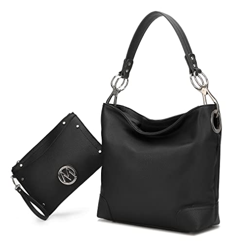 MKF Hobo Geldbörsen für Frauen - Weiche PU Leder Handtasche Slouchy Damen Hobo Schultertasche - Fashion Top Handle Pocketbook, Viviana Black von MKF Collection