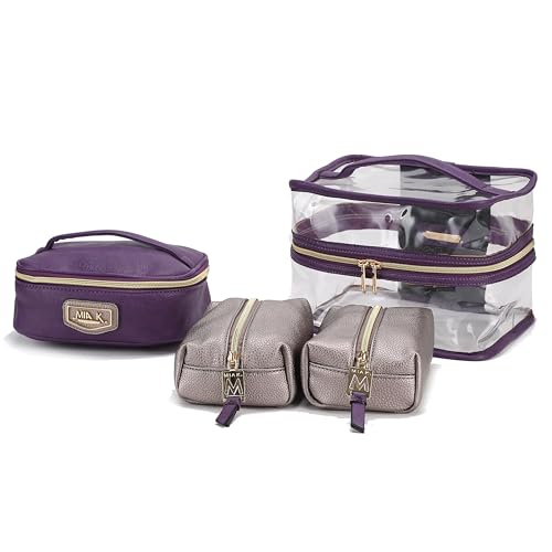 MKF Stilvolle Kosmetiktasche, tragbar, Make-up, Reise-Organizer, 4 Stück, Emma Pewter Purple von MKF Collection