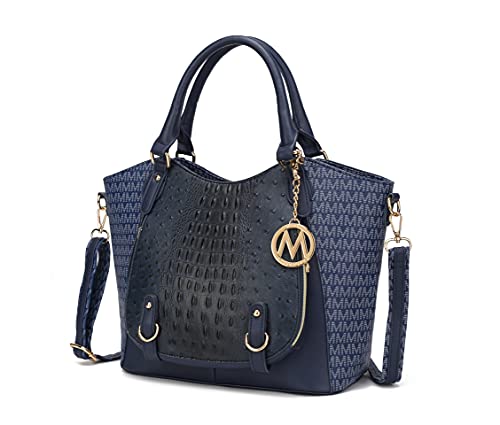 Mia K Collection Umhängetasche für Damen, PU-Leder Pocketbook Top-Griff Crossbody Geldbörse Tote Satchel Handtasche, Jacqueline Navy, Large von MKF Collection