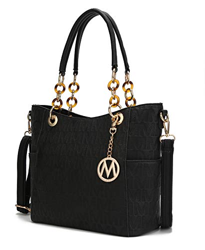 Mia K Collection Umhängetasche für Damen, PU-Leder Pocketbook Top-Griff Crossbody börse Tote Satchel Handtasche, Schwarz (Rylee Black), Large von MKF Collection