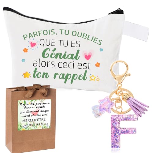 Inspirierende Geschenktasche für Damen + Initiale Buchstabe Schlüsselanhänger für beste Freundin, Schwester, Tochter, Mama, Geschenk zum Geburtstag, Damen, Federmäppchen aus Baumwolle – Inspirierende Geschenktasche für Damen + Initiale Buchstabe Schlüsselanhänger für beste Freundin, Schwester, Tochter, Mama, Geschenk zum Geburtstag, Damen, Federmäppchen aus Baumwolle – von MKISHINE