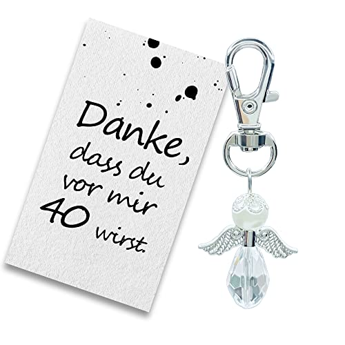 MKISHINE Geschenke Zum 40 Geburtstag Geburtstagskarte, Geschenkkarte Schutzengel Schlüsselanhänger Geschenk-Danke zum 40. Geburtstag für Frau Frauen Mütter Mädchen Männer Freunde Romantik von MKISHINE