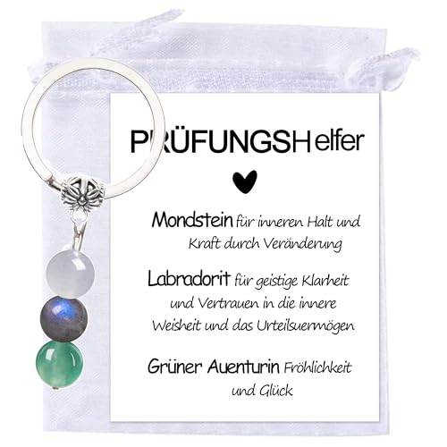 MKISHINE Schlüsselanhänger Kristall Prüfungshelfer Geschenk Edelstein Konzentration Lernen Aufmerksamkeit Prüfungshelfer Abschlussprüfung Geschenk Mutmacher Prüfungsangst Talisman Glücksstein von MKISHINE