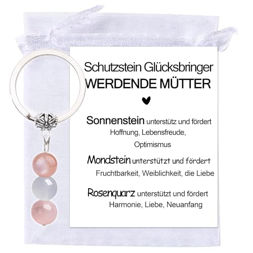 MKISHINE Schlüsselanhänger Kristall Schutzstein Glücksbringer werdende Mütter Geschenk Glücksbringer werdende Mütter Schwangerschaft Heilstein Recycling Talisman Geburt Geschenk von MKISHINE