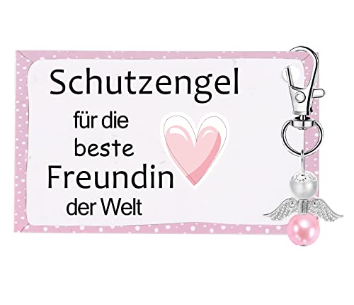 MKISHINE Schutzengel Schlüsselanhänger Geschenk für die Beste Freundin der Welt - Geburtstagsgeschenk Freundschaft Glücksbringer Engel Aufmerksamkeit für Freundin Freundschaftsgeschenke von MKISHINE