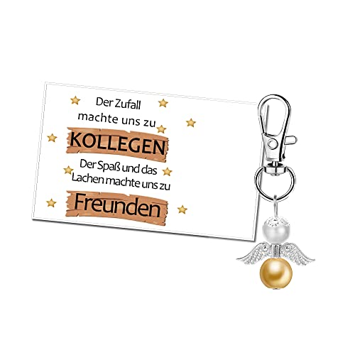 MKISHINE Schutzengel Schlüsselanhänger Kollegin Kollege Freunde Geschenk Geburtstag Karte Perlenengel Engel Der Zufall machte Uns zu Kollegen von MKISHINE