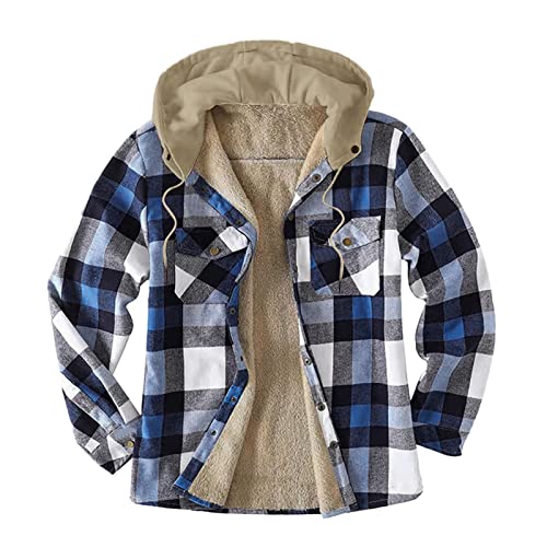 Arbeitshemd Gefüttert Herren Holzfällerhemd Warm Innenfutter Flanellhemd Men's Loose Fit Shirt Baumwollhemd Karierthemd Flanellhemden Winddicht Atmungsaktiv Longsleeve Lässig Freizeithemd Karohemd von MKIU9