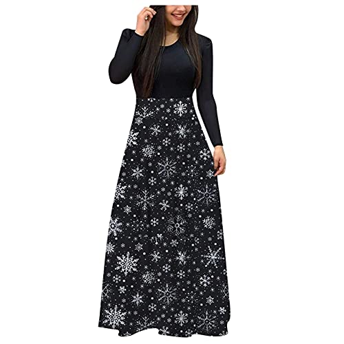 Damen Winterkleid Kurz Eng Winterkleid Causal Loose Herbstkleid Freizeitkleid Blumenkleid Langarm Midikleid Boho Druck Partykleid Winterkleid Stramplerkleid Faltenkleid Brautjungfernkleider von MKIU9