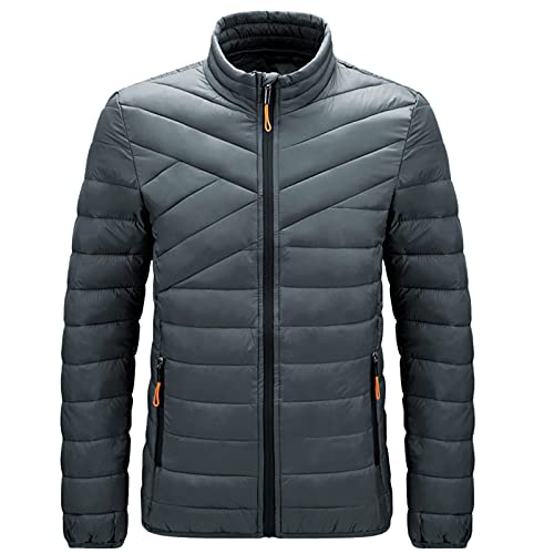 Daunenmantel Herren Winter Outdoorjacke Lange Ärmel Softshelljacke Lightweight Moderne Daunenmantel mit Reißverschluss Herrenjacke Warm Baumwolle Daunenjacke Männer Wattierter für Outdoor-Sportarten von MKIU9