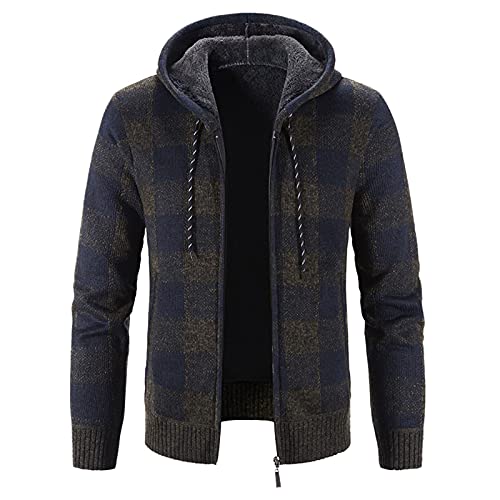 Hemd Herren Langarmarm Blau Flanellhemd Wintermantel Loose Fit Flanellhemden Karohemd Langarm Holzfällerhemd Fleecefutter Mantel Herbstjacke Lässig Wattiert Langarmhemd Herrenhemd Bequem Thermohemd von MKIU9