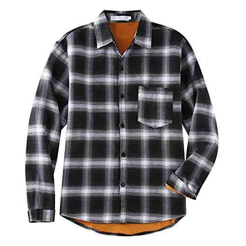 Herren Top Regular Fit Button Plaid Printing Fleece Pocket Langarm Umlegekragen Herbst Winter Shirts Langärmliges Hemd Herren von MKIU9