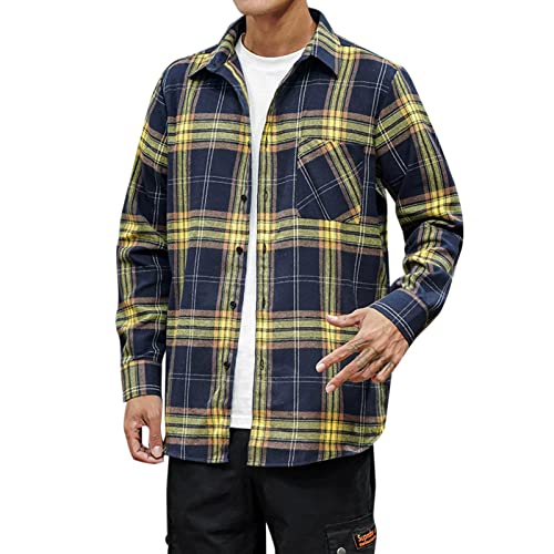 Holzfällerhemd Herren Gefüttert Flanellhemd Loose Fit Wintermantel Winterjacke mit Kapuze Baumwollhemd Winddicht Warme Freizeithemd Hemdjacke Mode Causal Button Down Karierthemd Thermohemd Arbeitshemd von MKIU9