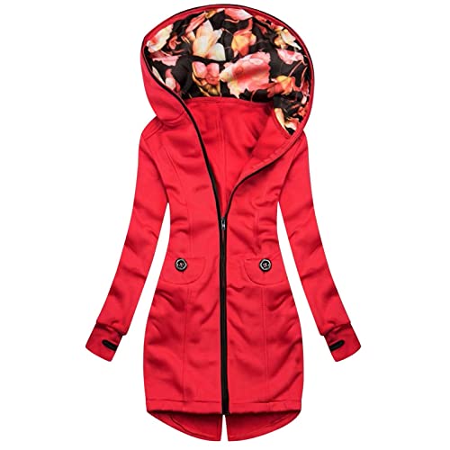 Jacke Damen Herbst Dünn Flauschmantel Sweatjacke mit Reißverschluss Teddyjacke Herbstjacke Große Größe Flauschjacke Outdoorjacke Herbst Winter Warm Softshelljacke Parka Mantel Freizeitjacke von MKIU9