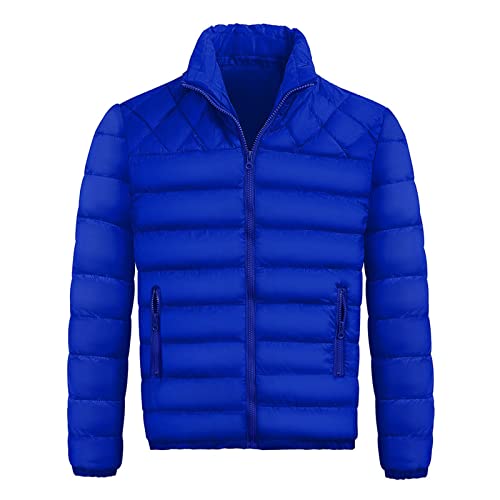 Jacke Herren Schwarz Verstaubare Thermojacke mit Stehkragen Pufferjacke Daunenmantel Regular Fit Winterjacke Hybridjacke Wasserabweisend Daunenjacke Puffer Jacket Wattierter Wintermantel Wanderjacke von MKIU9