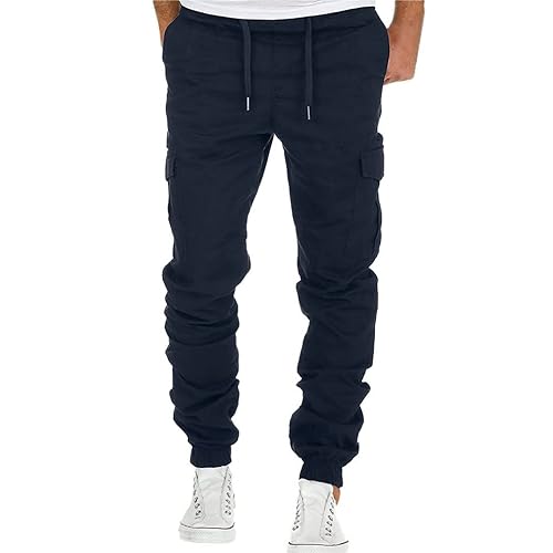 Jogginghose Herren Baumwolle Trekkinghose Herrenhose Stoffhose Trekkinghose Sweatpants Große Größen Tactical Hosen Gummibund Taschenhose Rangerhose Causal Locker Streetwear für Jagd Wandern Alltag von MKIU9