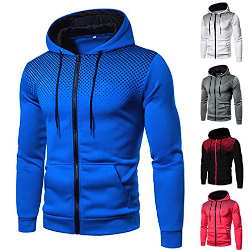 MKIU9 Pullover Herren Herbst Bunt Kapuzenjacke mit Kapuze Fleece Innenseite Kapuzenpulli Kapuzenpullover Classic Sweatshirt Patchwork Langarmshirt Pullover Oberteile Blusen Tops Warmes Freizeitjacke von MKIU9