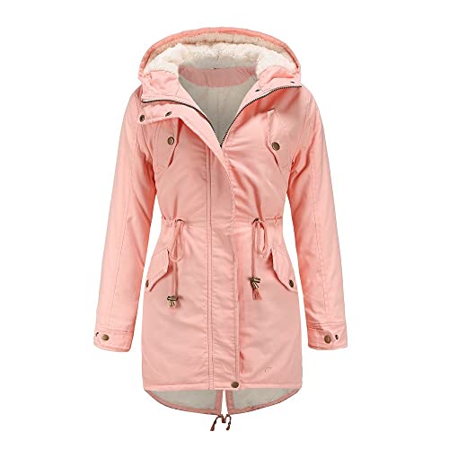 MKIU9 Winterjacke Damen, Wintermantel Damen Gefütterter Winterparka mit Fellkapuze Winddicht Atmungsaktiv Lang Fleecejacke Damen Winter Warme Jacke Steppjacke von MKIU9