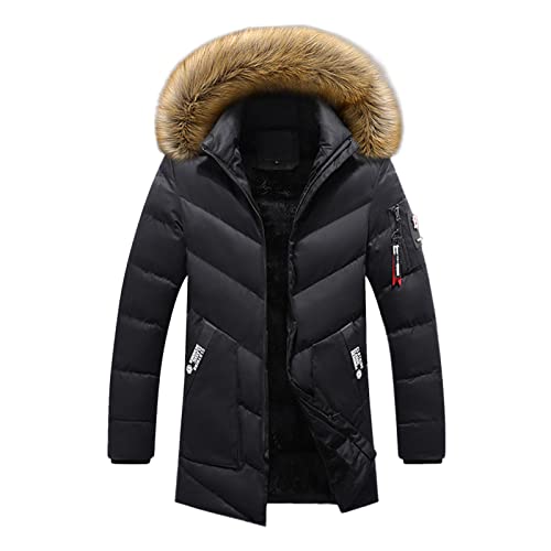 MKIU9 Wintermantel Herren Lang Wintermantel Slim Fit Daunenjacke Softshelljacke Kapuzenpullover Große Größe Atmungsaktiv Hybridjacke Winterjacke Bequem Weich Steppjacke Herbst Winter Funktionjacke von MKIU9