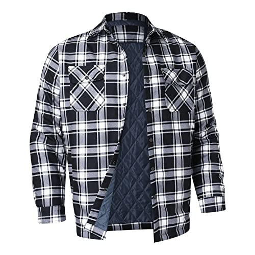 Männer Winterjacke Herbst Winter Fleecefutter Kariert Hemd Holzfällerhemd Thermohemd Slim Fit Karierthemd mit Knöpfen Shirts Langarmhemd Flanellhemden Arbeitshemd Wattiert Karohemd Button Down Mantel von MKIU9