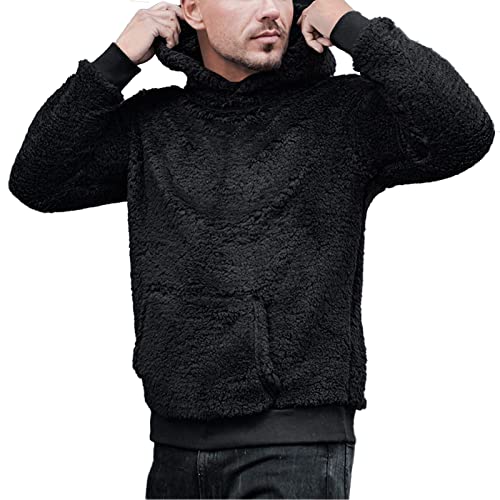 Sweatshirts für Herren Kapuzenjacke Teddy-Fleece Hoodie Sweatshirts Streetwear Sportlicher Atmungsaktive Kapuzenpullover Sweatshirt Gefüttert Basic Oberteile Pulli Komfortable Blusen Tops Winterjacke von MKIU9