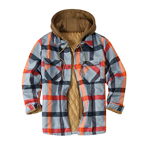 Thermo Hemd Herren mit Fell Winterjacke Normale Passform Flanellhemd Winterhemd Baumwollhemd Karohemd Langarm Mantel Hemdjacke Button Down Karierthemd Übergangsjacke Bequem Weich Herrenhemd Thermohemd von MKIU9