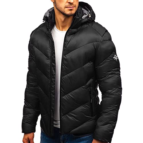 Thermojacke Herren Daunenjacke Loose Fit Softshelljacke Wintermantel Daunenmantel Pufferjacke Winddicht Kapuzenpullover Winterjacke Weich Puffermantel Steppjacke Gefütterte Warm Isolationsjacke von MKIU9