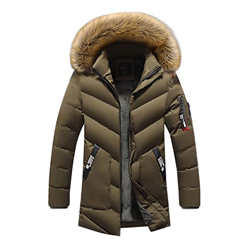 Winterjacke Herren Lang Parka Softshelljacke Gesteppte Stehkragen Thermojacke Leichter Puffermantel Winterjacke Hybridjacke Daunenjacke Wasserabweisender Warm Jacket Isolationsjacke für Wandern Reisen von MKIU9