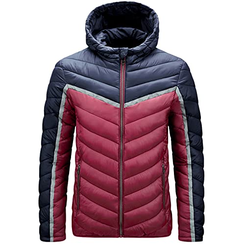 Winterjacke Herren Lang Verstaubare Thermojacke mit Stehkragen Pufferjacke Gefütterte Daunenmantel Lightweight Kapuzenmantel Daunenjacke Wasserabweisender Warm Jacket Slim Fit Wintermantel für Männer von MKIU9